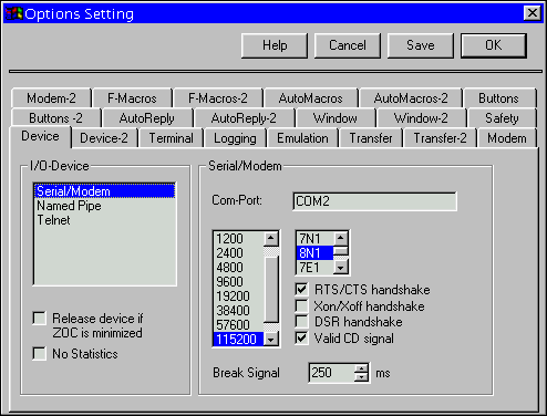 La finestra delle impostazioni