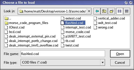 Screenshot of file open dialog